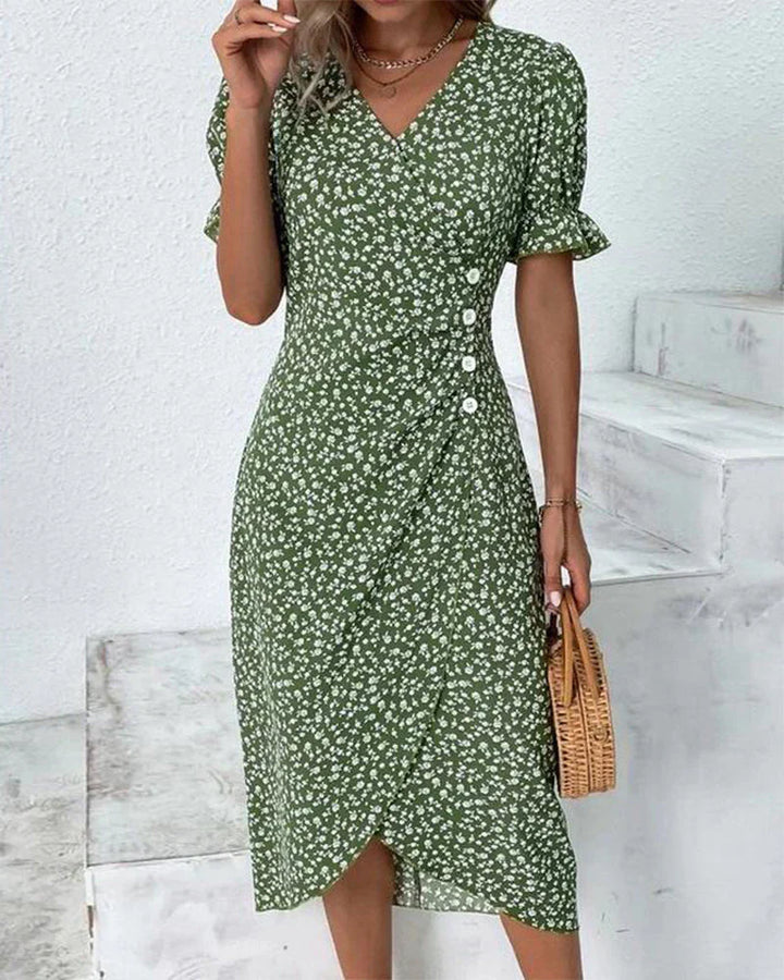 Tine - Short Sleeve Floral Print Dress