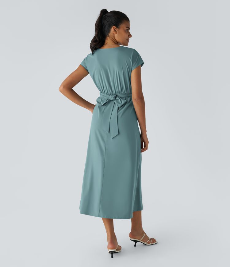 Wilhelmine - Elegant High Waisted Wrap Dress