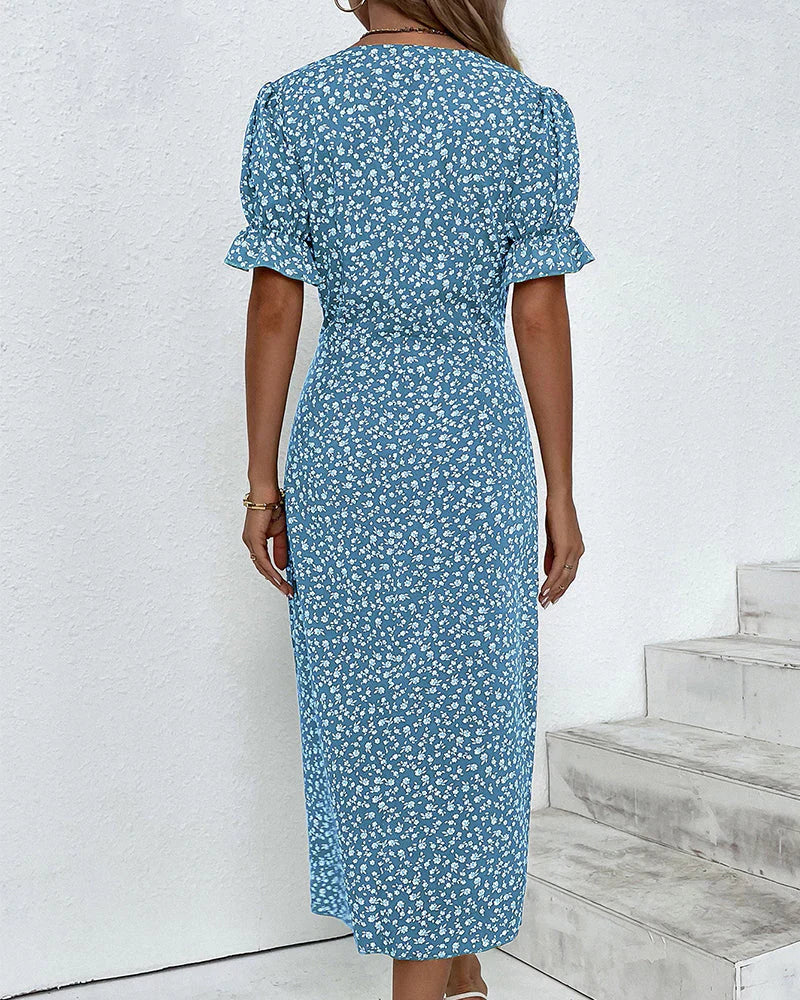 Tine - Short Sleeve Floral Print Dress