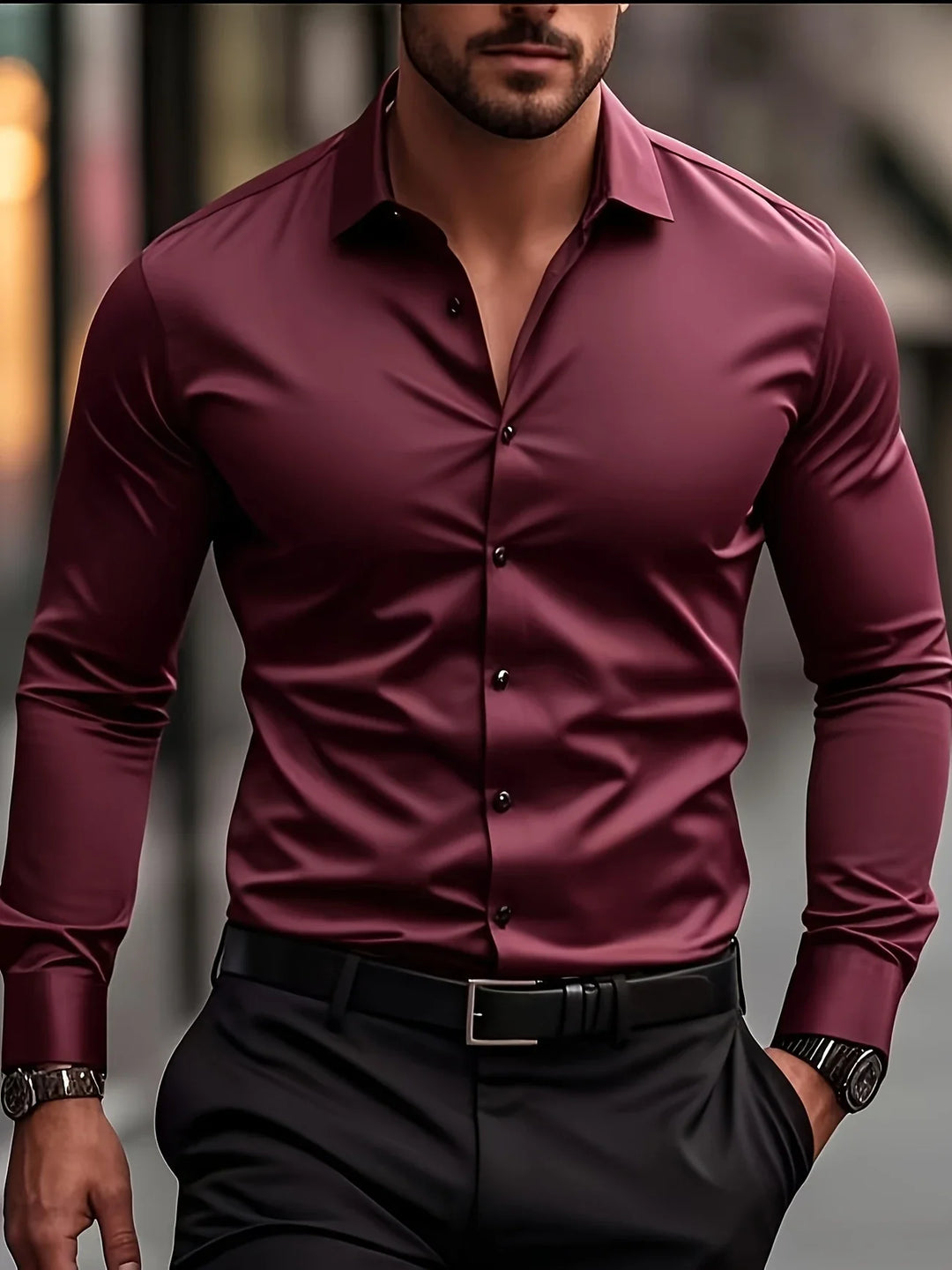Byron - Elegant Long Sleeve Shirt With Button