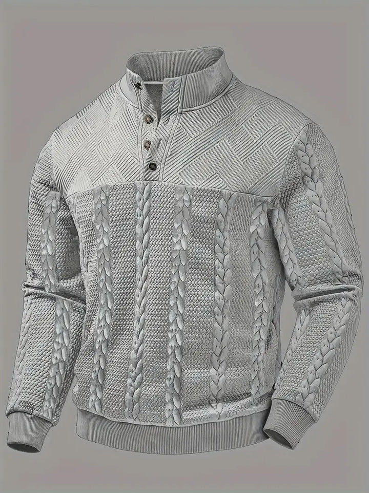 Dawson - Long Sleeve Henley Sweater With Striped