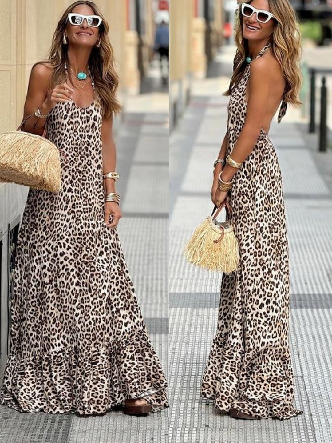 Ellaria - Casual Leopard Print Maxi Dress
