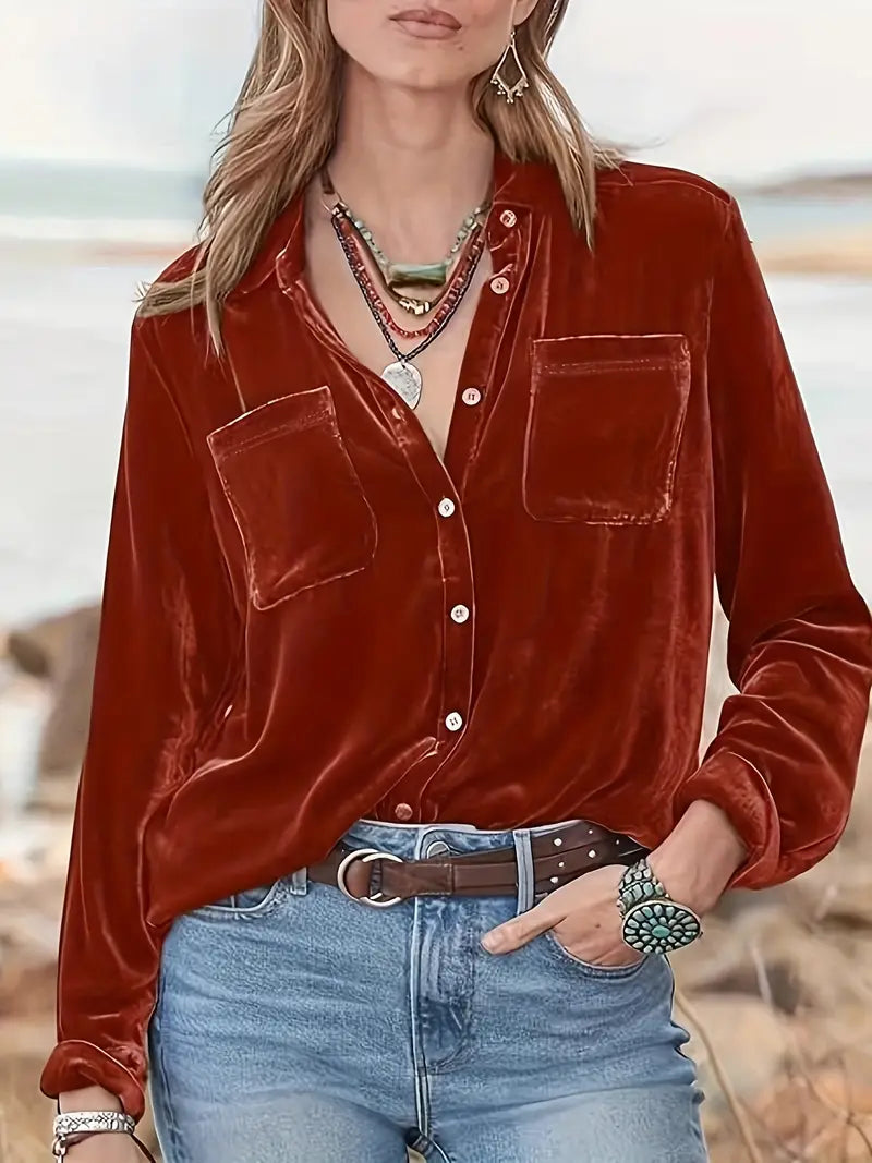 Geanie - Long Sleeve Shirt With Front Pockets