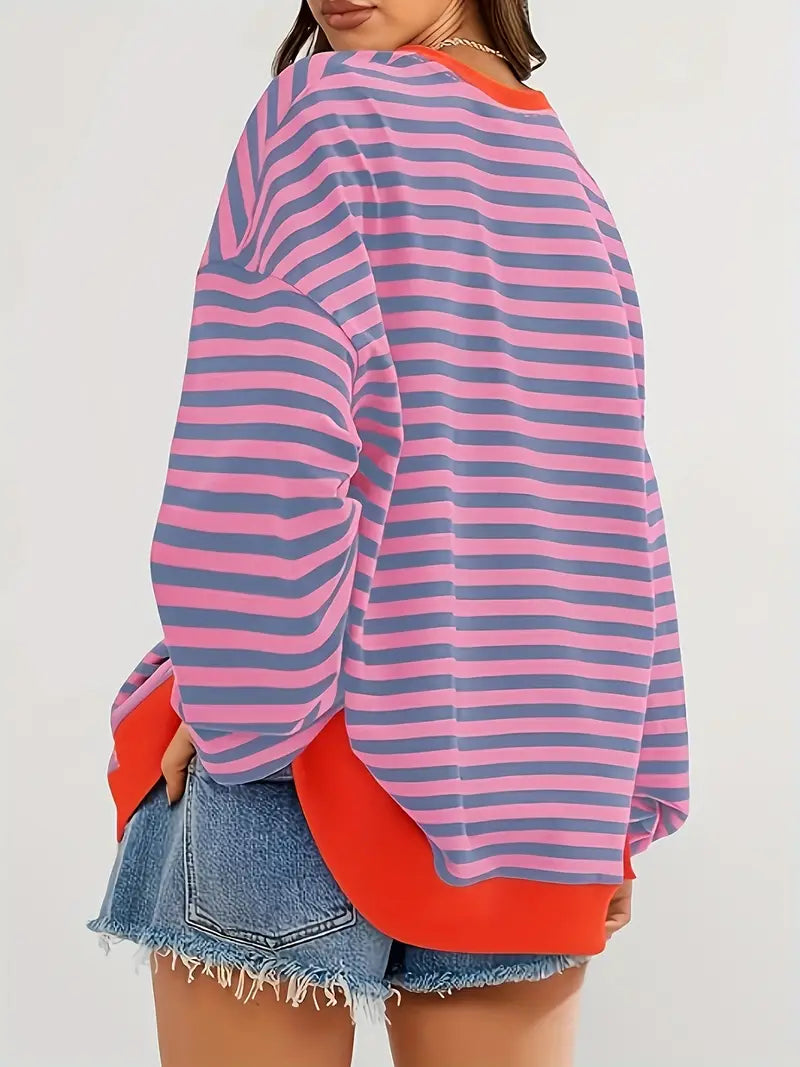 Nirina - Long Sleeve Striped Print Shirt