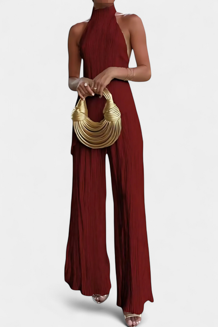 Lucindra - Asymmetrical Pleated Top And Pants
