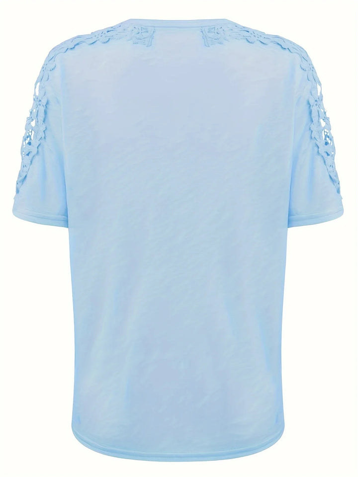 Ancuta - Elegant Summer Short Sleeve T Shirt With Lace