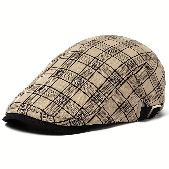 Zared - Adjustable Vintage Plaid Beret Cap