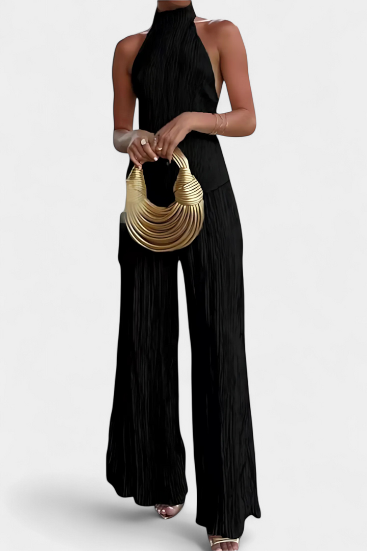 Lucindra - Asymmetrical Pleated Top And Pants