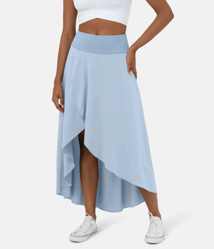 Keisha - Casual Midi Skirt With High Waist And Low Ruffle Skirt