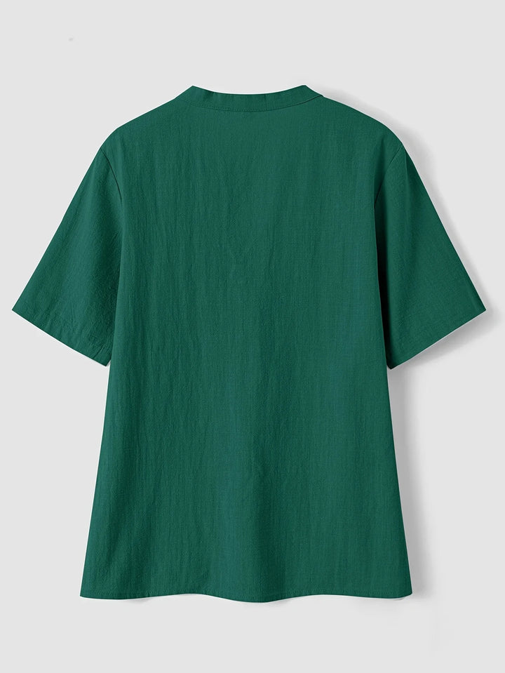 Nerida - Fashionable V-neck And Short Sleeve Blouse