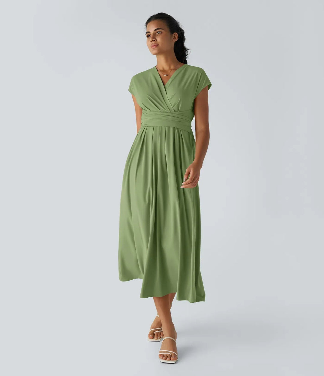Wilhelmine - Elegant High Waisted Wrap Dress
