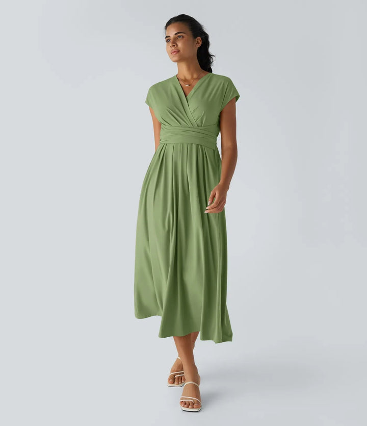 Wilhelmine - Elegant High Waisted Wrap Dress
