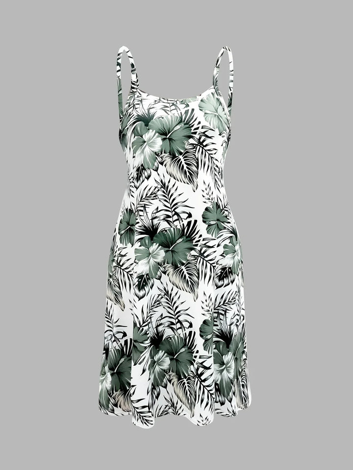 Elfi - Leaf Printed Sleeveless Dress