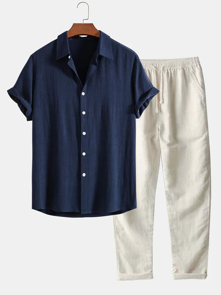Booker - Linen Blend Shirt With Straight Trouser