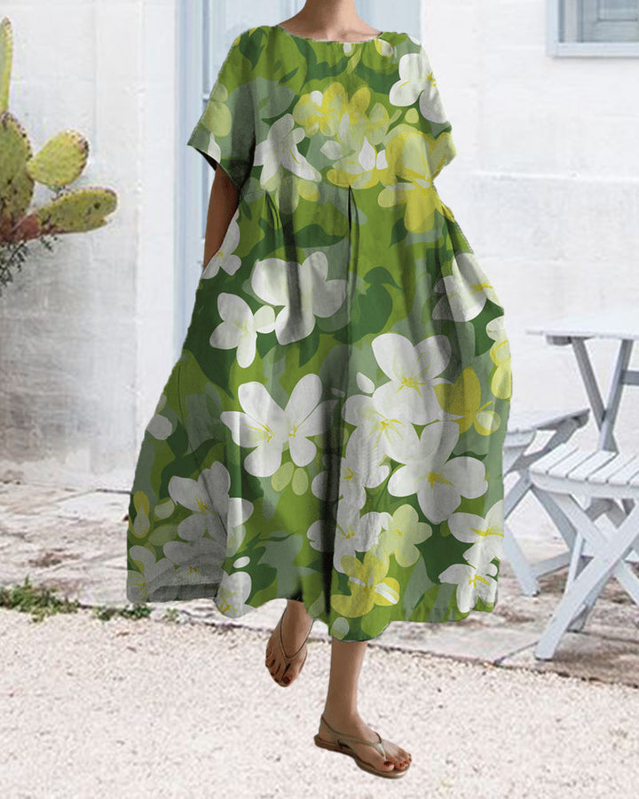 Ruzana - Loose Printed Dress with Short Sleeves