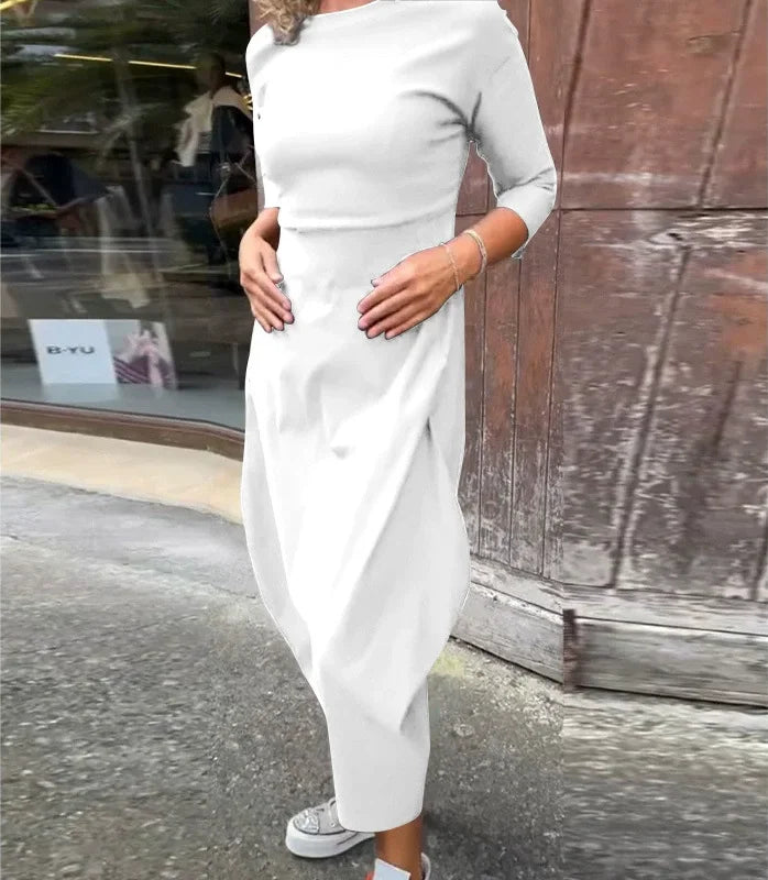 Vionel - Long Sleeve Polyester Dress with Pockets