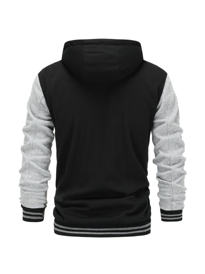 Askhat - Long Sleeve Hooded Baseball Jacket