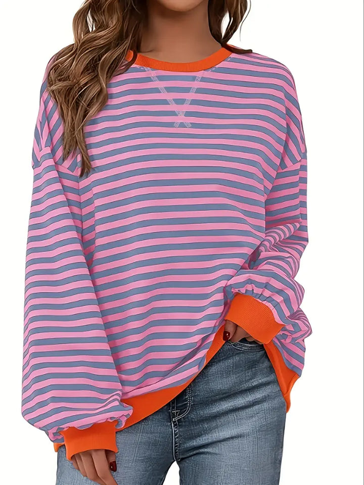 Nirina - Long Sleeve Striped Print Shirt