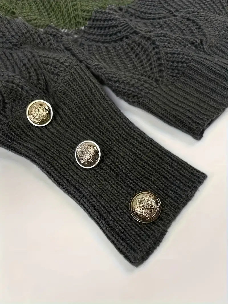 Renilda - Elegant V-Neck Knitted Sweater