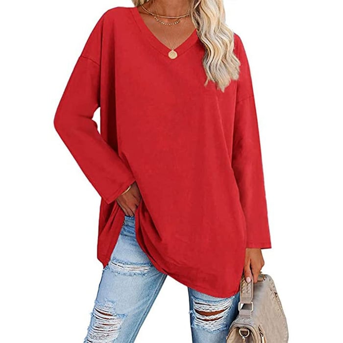 Milena - Long Sleeve Fashion V-Neck Knit Top