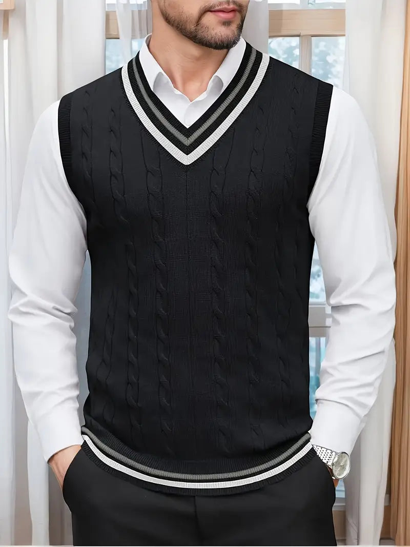 Duane - Sleeveless V Neck Knitted Sweater