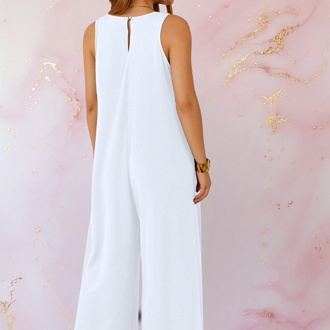 Natasa - Comfortable Jumpsuit With V-Neck And Wide Legs