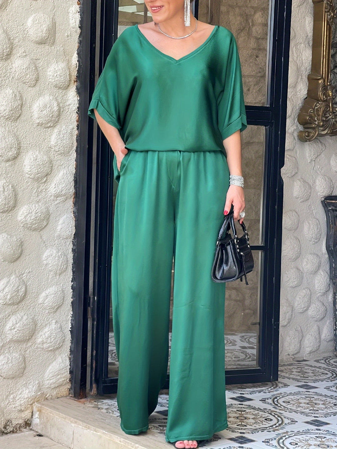 Ashlee - Elegant Short Sleeve Two Piece Set