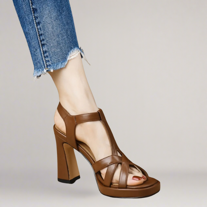 Stephens - Handcrafted Faux Leather Sandals With High Heel