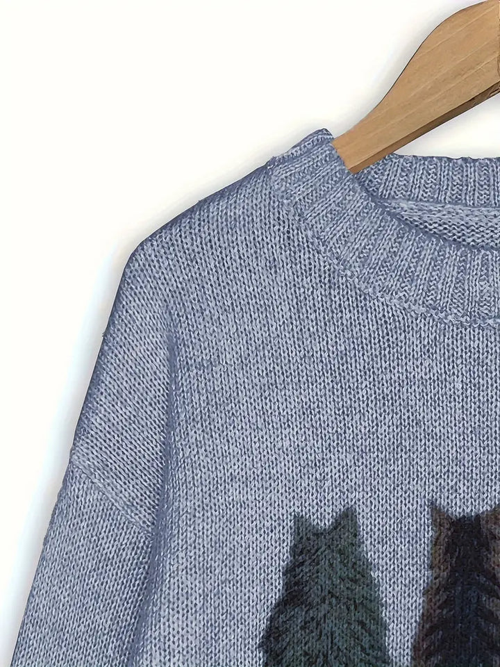 Urvana - Cat Print Long Sleeve Sweater