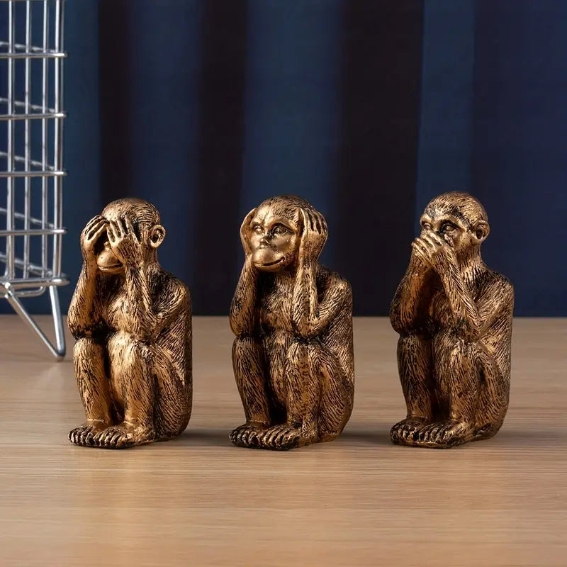 WiseChimp - 3pcs Decorative Resin Monkey Sculpture Set