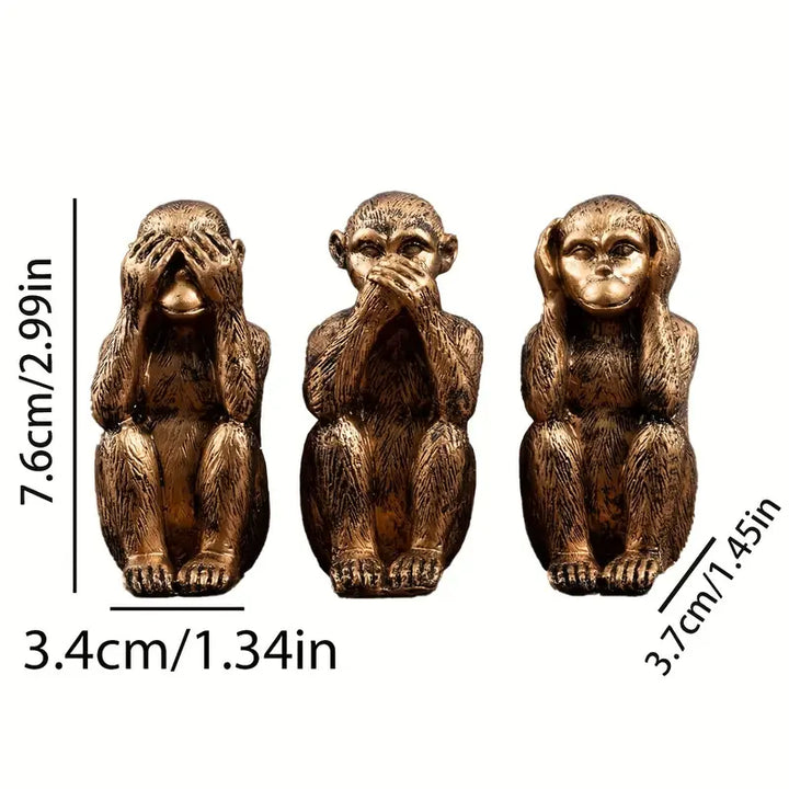 WiseChimp - 3pcs Decorative Resin Monkey Sculpture Set