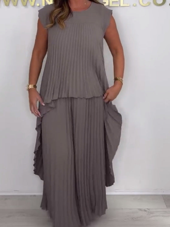 Blithe – Pleated Midi Top And Wide Leg Trousers