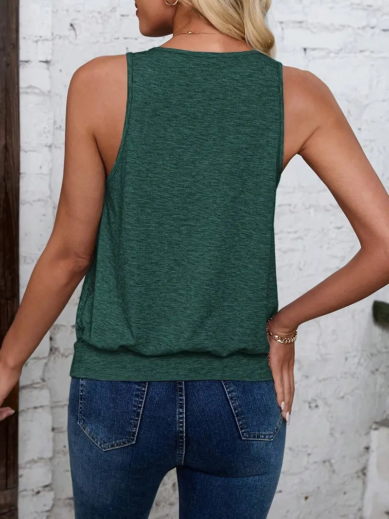 Afroditi - Casual V-Neck Knit Tank Top