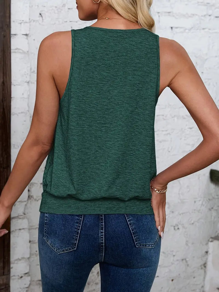 Afroditi - Casual V-Neck Knit Tank Top