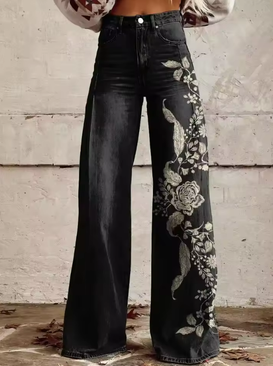 Mailin - Wide Leg Flare Print Pants