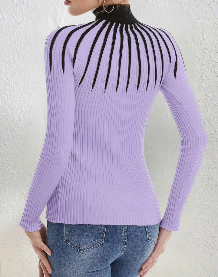 Maider - Elegant Long Sleeve Sweater With High Neck