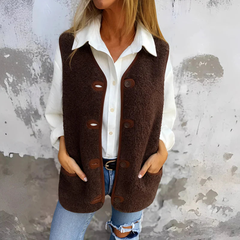 Jacklyn - Teddy Vest With Button