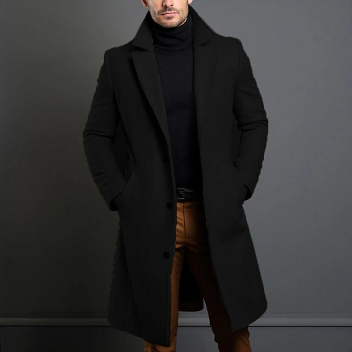 Laurens - Long Sleeve Wool Coat With Pockets