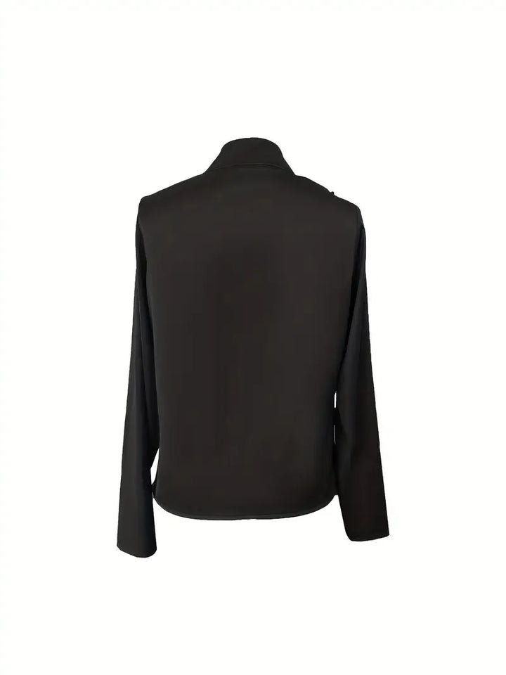 Nalora - Satin V-Neck Blouse With Ruched Detail