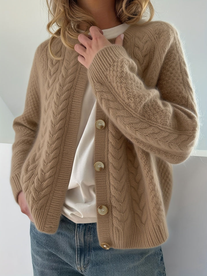 Dwina -  Cable Knitted Cardigan With Button