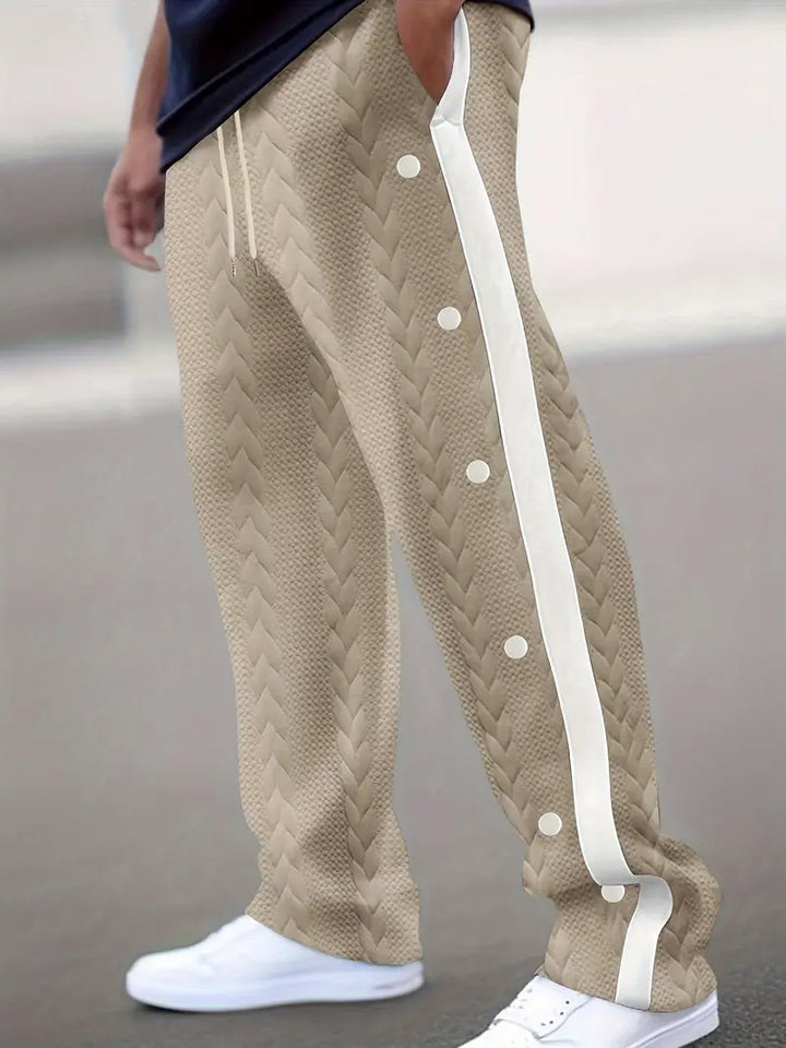 Jonass - Knitted Wide-Leg Trousers with Side Buttons