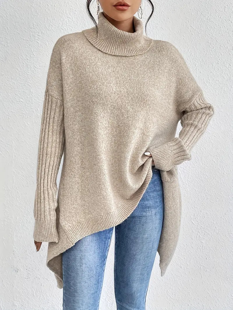 Laora - Casual Long Sleeve High Neck Sweater