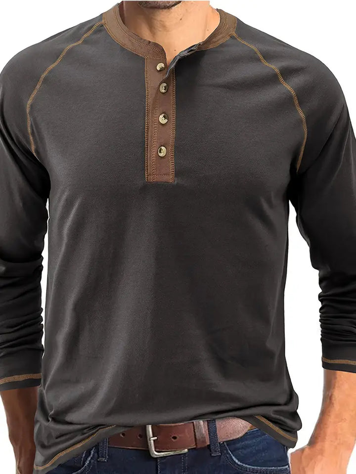 Sharma - Long Sleeve Crew Neck Henley Shirt