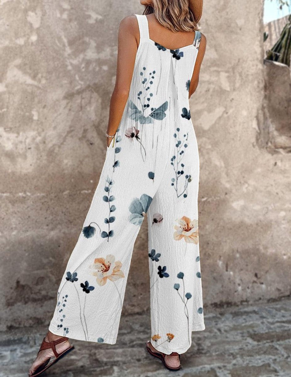 Nerys - Stylish Sleeveless And Floral Print Jumpsuit