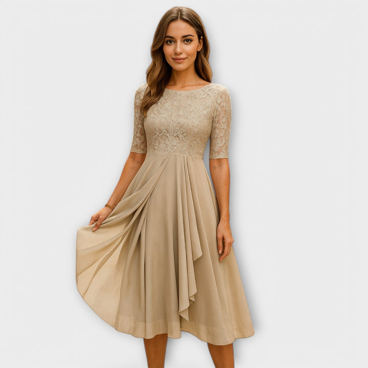 Martyna - Midi Dress With Lace Sleeve