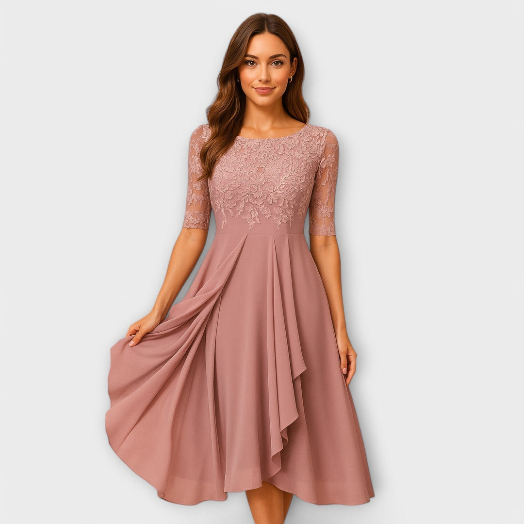 Martyna - Midi Dress With Lace Sleeve