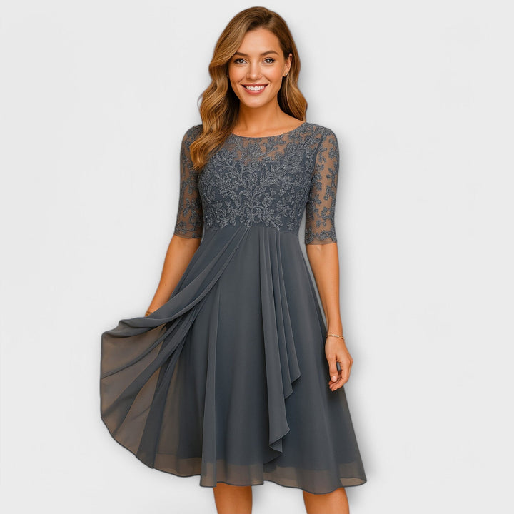Martyna - Midi Dress With Lace Sleeve