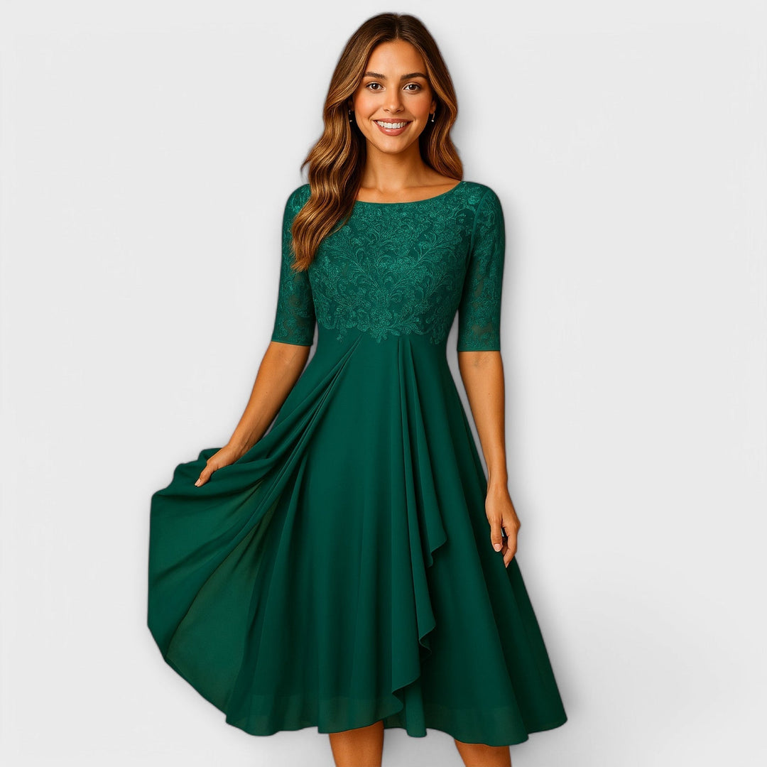 Martyna - Midi Dress With Lace Sleeve