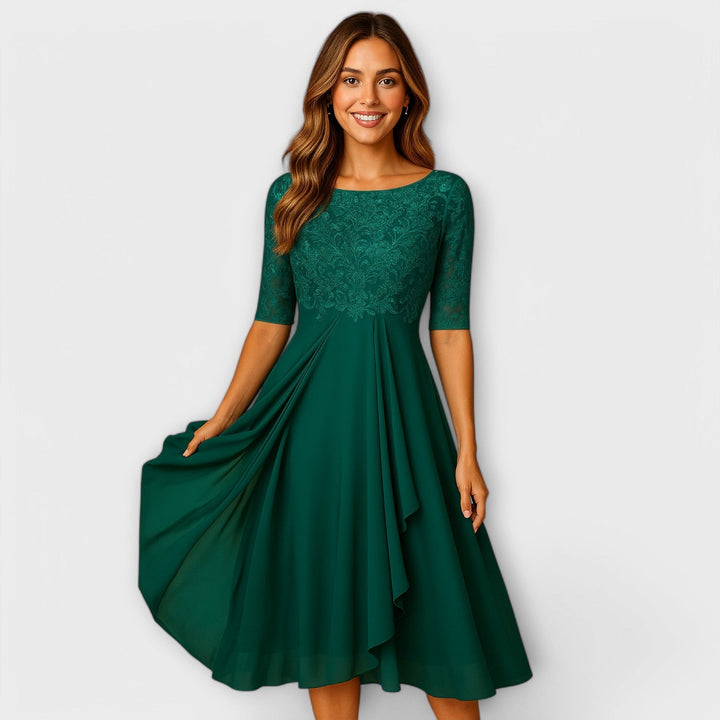Martyna - Midi Dress With Lace Sleeve