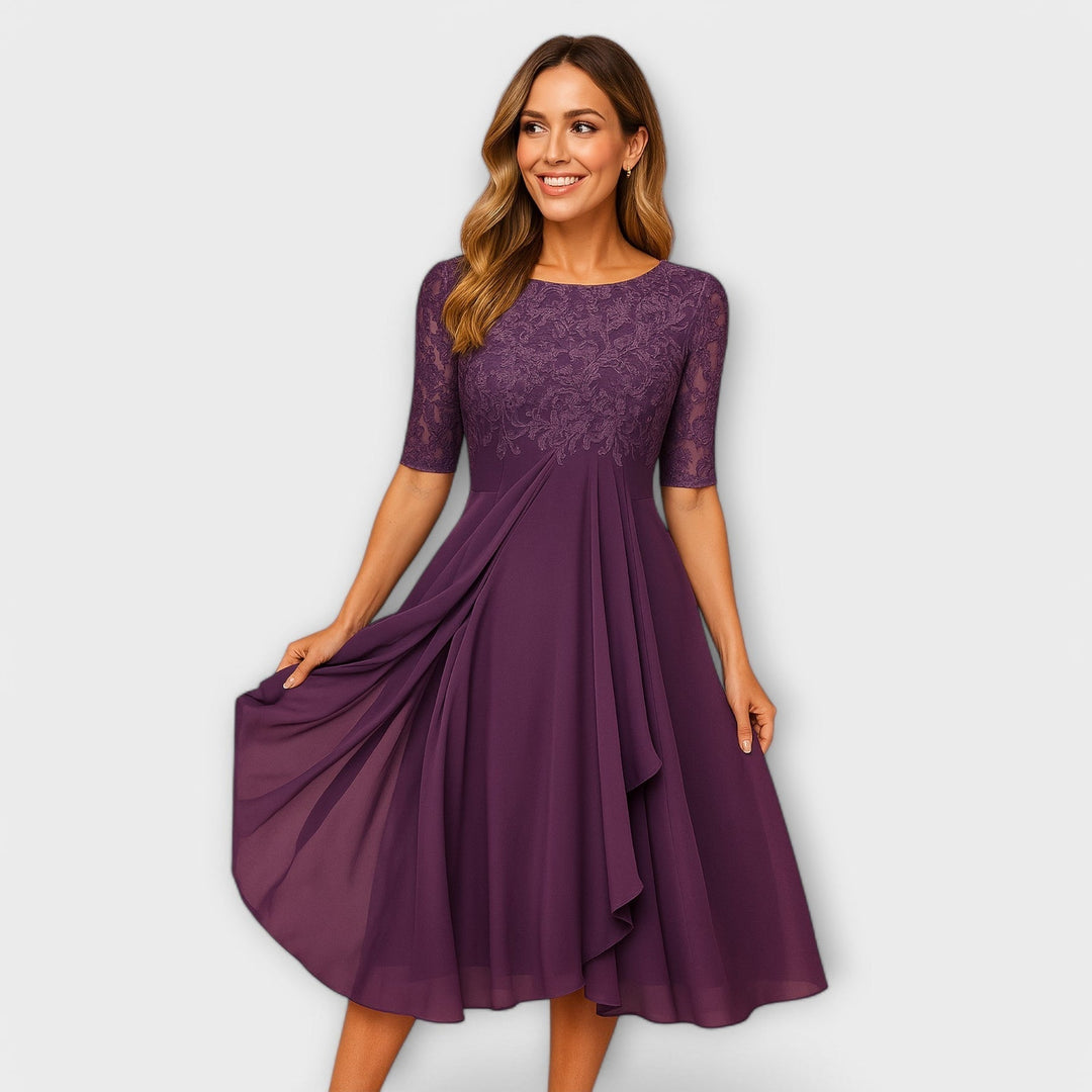 Martyna - Midi Dress With Lace Sleeve